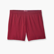4" Burgundy Pocket Lounge Short Layflat.