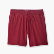 6" Burgundy Pocket Lounge Short layflat.