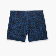 4" Midnight Leopard Pocket Lounge Short layflat.