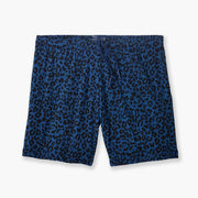 6" Midnight Leopard Pocket Lounge Short layflat.