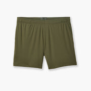 4" Matte Olive Pocket Lounge Short layflat.