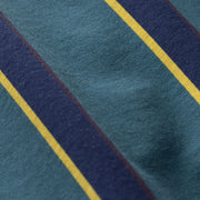Close up detail shot of green/blue/yellow stripe slim fit boxer.