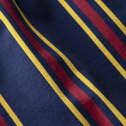 Close up detail shot of blue/red/yellow stripe slim fit boxers.