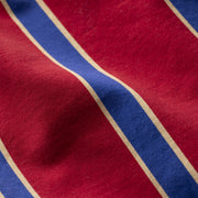 Close up detail shot of blue/yellow/red stripe slim fit boxer.